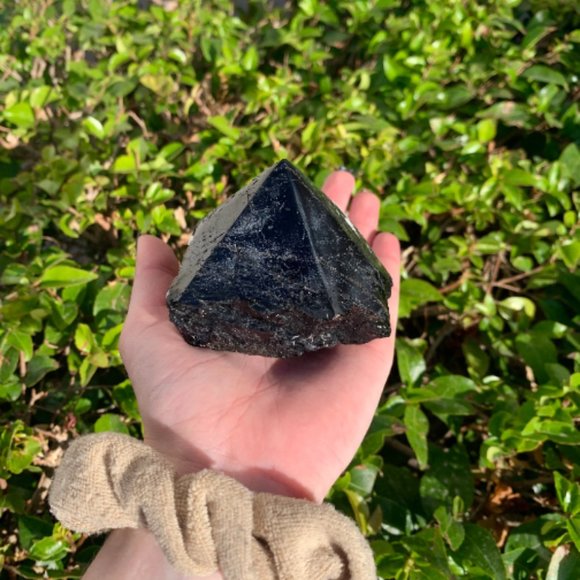 Black Tourmaline Polished Point, Crystal Grid Point, Boho Decor, Grounding Stone - Picture 2 of 6